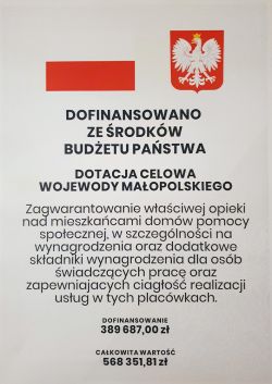 Czytaj więcej: Informacja dotyczącą otrzymanych i wykorzystanych środków finansowych z MUW w Krakowie
